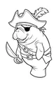 Free Manatee Coloring Page - Pirate Captain With Sword (Printable PDF)