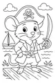 Free Mouse Coloring Page - Pirate Captain on the Dock (Printable PDF)