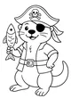 Free Otter Coloring Page - Pirate Captain With Fish (Printable PDF)