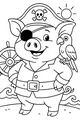 Free Pirate Pig Coloring Page - Captain Snout With Parrot (Printable PDF)