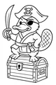 Free Platypus Coloring Page - Pirate Captain With Treasure Chest (Printable PDF)