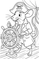 Free Rat Coloring Page - Pirate Captain Steering Ship Wheel (Printable PDF)