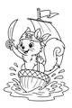 Free Squirrel Coloring Page - Pirate in Acorn Boat (Printable PDF)