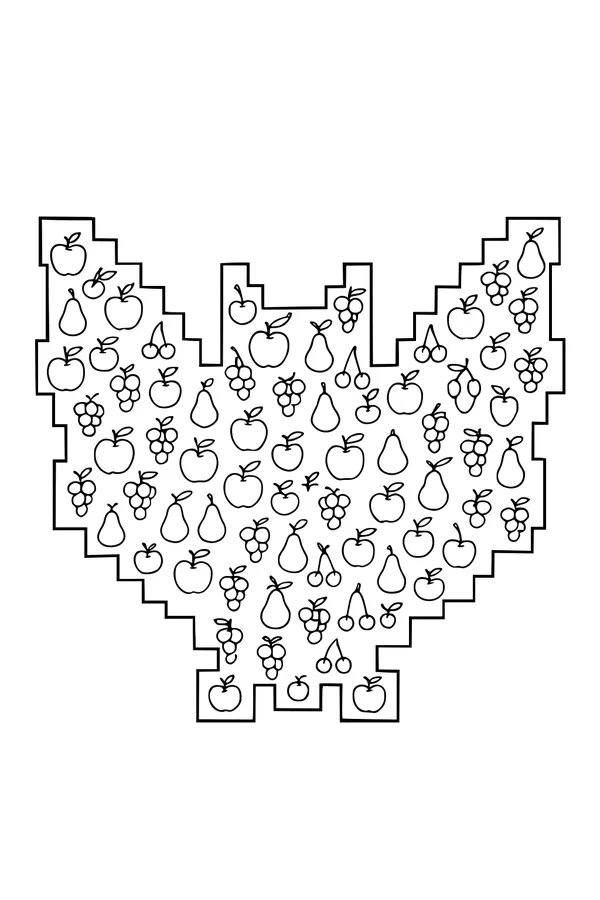 Free Bat Coloring Page - Pixel Fruit Feast Design (Printable PDF)