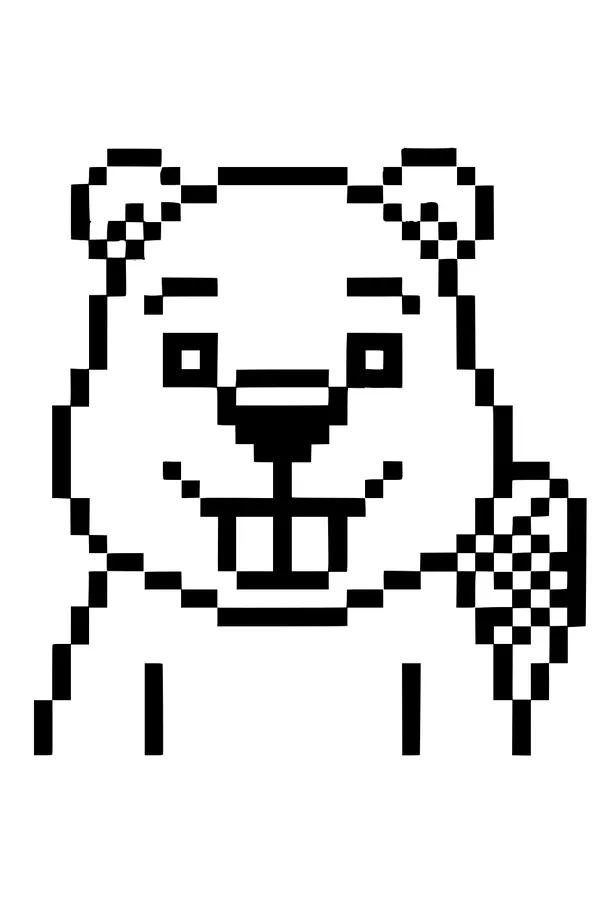 Free Beaver Coloring Page - Cute Pixel Art With Big Teeth (Printable PDF)