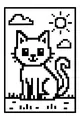 Free Cat Coloring Page - Pixel Kitty in the Sunshine (Printable PDF)