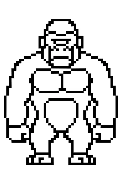 Free Gorilla Coloring Page - Pixel Art Ape Standing Upright (Printable PDF)