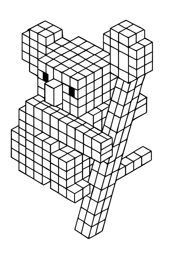 Free Koala Coloring Page - Cute Pixel Art Cubes Design (Printable PDF)