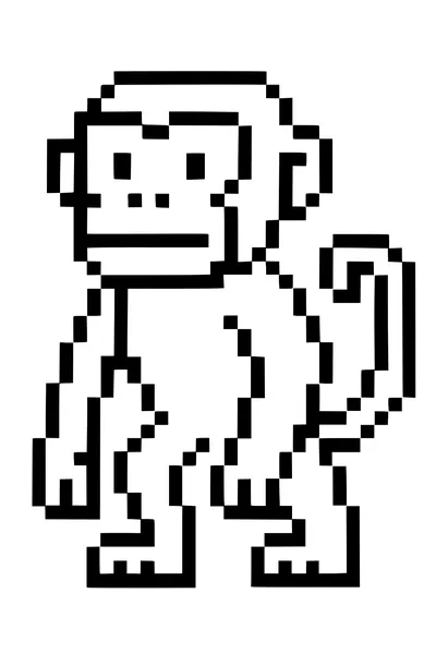 Free Monkey Coloring Page - Cute Pixel Jungle Friend (Printable PDF)