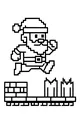 Free Santa Claus Coloring Page - Pixel Santa Jumping Over Spikes (Printable PDF)