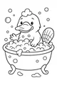 Free Platypus Coloring Page - Cute Bathtime Bubbles in a Claw-Foot Tub (Printable PDF)