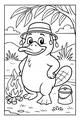 Free Platypus Coloring Page - Smiling Camper by the Campfire (Printable PDF)