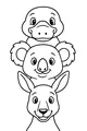 Free Platypus, Koala, And Kangaroo Coloring Page - Cute Stacked Aussie Friends (Printable PDF)