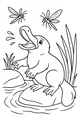 Free Platypus Coloring Page - Splashing By The Pond (Printable PDF)