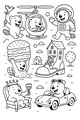 Free Bear Coloring Page - Silly Cartoon Bear Parade (Printable PDF)