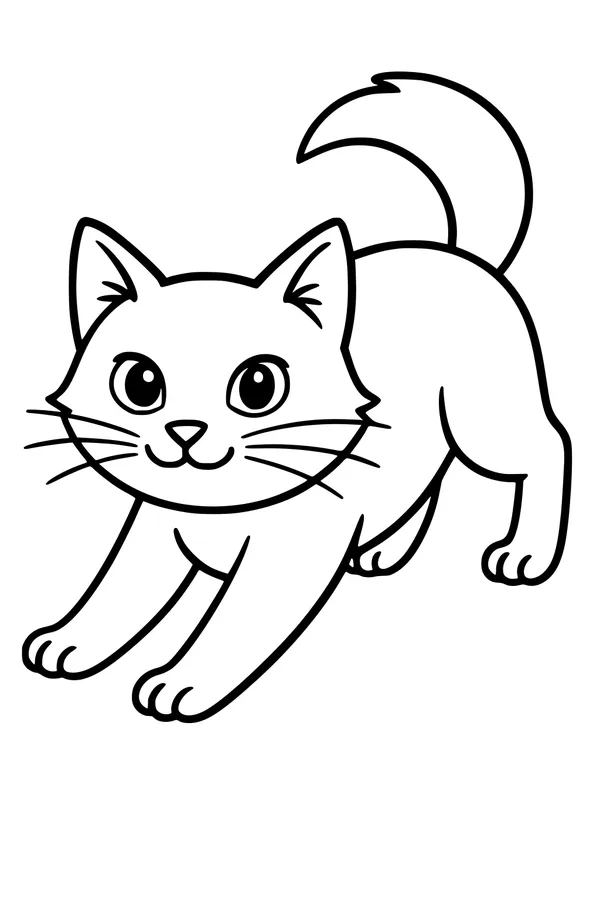 Free Cat Coloring Page - Curious Pounce-Ready Pet (Printable PDF)