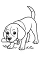 Free Puppy Coloring Page - Cute Dog With Scroll on Grass (Printable PDF)