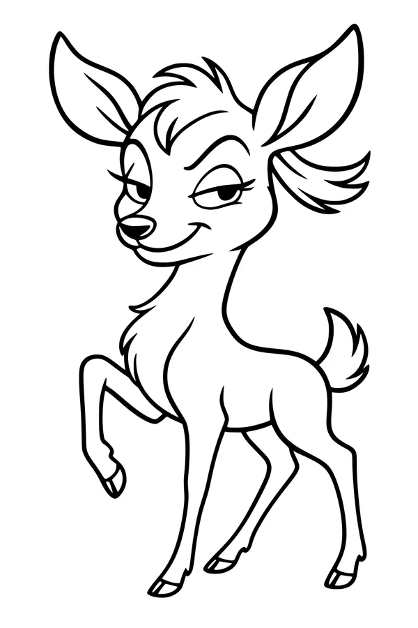 Free Fawn Coloring Page - Playful Cartoon Forest Deer (Printable PDF)