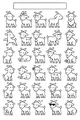 Free Goat Coloring Page - Funny Cartoon Herd in Rows (Printable PDF)