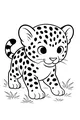 Free Leopard Cub Coloring Page - Spotted Baby Walking in Grass (Printable PDF)