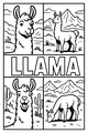 Free Llama Coloring Page - Cartoon Llamas in Mountain Desert Panels (Printable PDF)