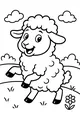 Free Lamb Coloring Page - Springy Lamb Bouncing in Meadow (Printable PDF)