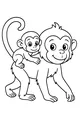 Free Monkey Coloring Page - Mother Carrying Baby Piggyback (Printable PDF)