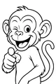 Free Monkey Coloring Page - Winking Cartoon Monkey Pointing (Printable PDF)