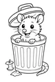 Free Opossum Coloring Page - Cute Cartoon in Trash Can (Printable PDF)
