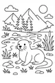 Free Otter Coloring Page - Playful Otter by a Sunny Riverbank (Printable PDF)