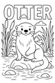 Free Otter Coloring Page - Smiling Otter by the Pond (Printable PDF)