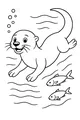 Free Otter Coloring Page - Splashy Swimmer With Fish Friends (Printable PDF)