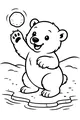 Free Polar Bear Coloring Page - Cub Tossing a Snowball on Ice (Printable PDF)