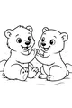 Free Polar Bear Coloring Page - Cute Cub Friends on Snowy Hill (Printable PDF)