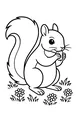 Free Squirrel Coloring Page - Fluffy-Tailed Snack Time in the Grass (Printable PDF)