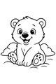 Free Polar Bear Coloring Page - Smiling Cub In Snowy Mounds (Printable PDF)