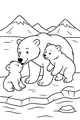 Free Polar Bear Coloring Page - Mother With Two Cubs on Ice (Printable PDF)