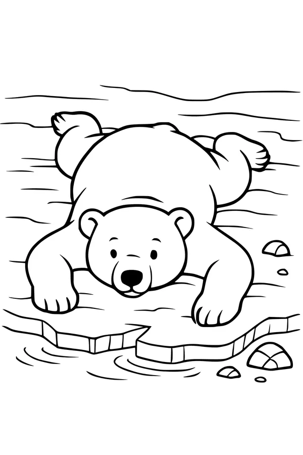 Free Polar Bear Coloring Page - Lazy Day on the Ice (Printable PDF)