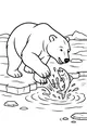 Free Polar Bear Coloring Page - Catching a Fish in the Arctic River (Printable PDF)