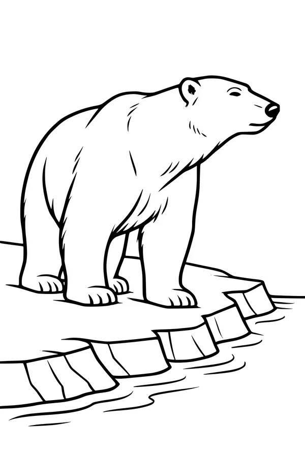 Free Polar Bear Coloring Page - Calm Bear on Arctic Ice (Printable PDF)