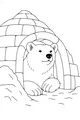 Free Polar Bear Coloring Page - Cute Bear Peeking From Igloo (Printable PDF)
