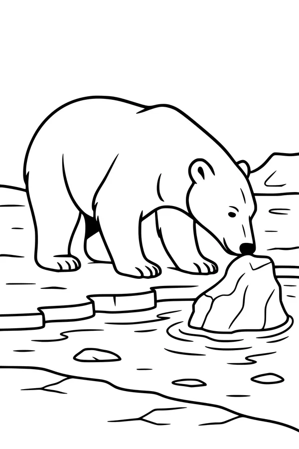 Free Polar Bear Coloring Page - Curious Bear by Icy Pond (Printable PDF)