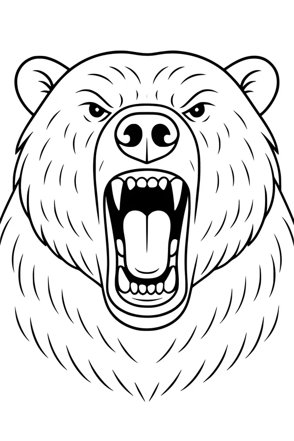 Free Polar Bear Coloring Page - Roaring Arctic Bear Close-Up (Printable PDF)