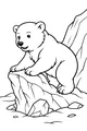 Free Polar Bear Coloring Page - Cub Climbing Rocky Mountain Cliffs (Printable PDF)