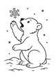 Free Polar Bear Coloring Page - Cub Catching Snowflakes (Printable PDF)