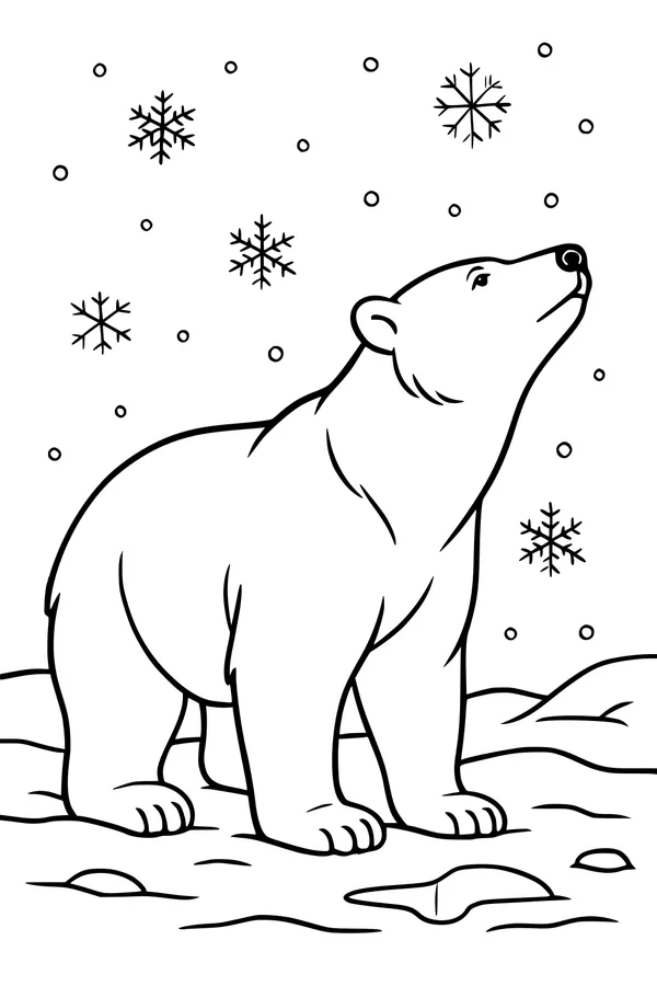 Free Polar Bear Coloring Page - Snowy Arctic Stroll (Printable PDF)