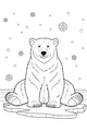 Free Polar Bear Coloring Page - Patient Bear in Falling Snowflakes (Printable PDF)