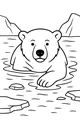 Free Polar Bear Coloring Page - Lounging In Icy Arctic Waters (Printable PDF)