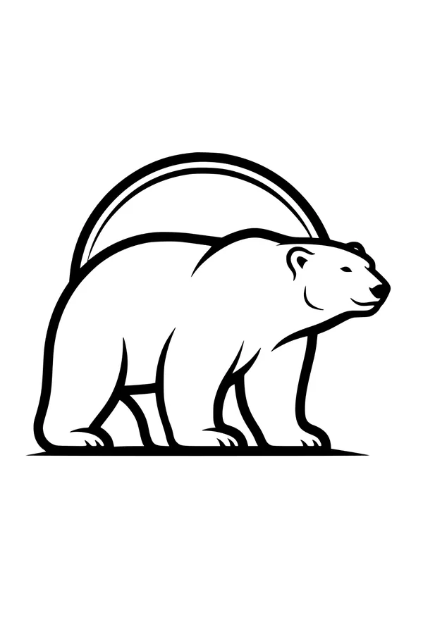 Free Polar Bear Coloring Page - Easy Standing Bear Scene (Printable PDF)