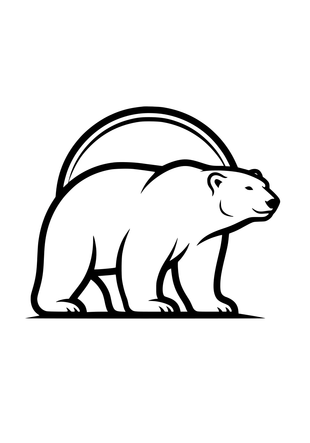 Simple polar bear outline with curved arches above its back on a plain white background.